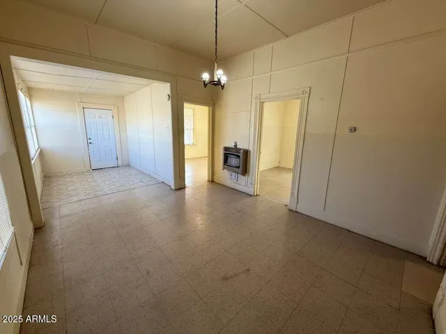 a view of a livingroom with a chandelier