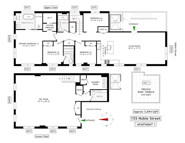 $4,350,000 | 155 Noble Street, Unit 1 | Greenpoint