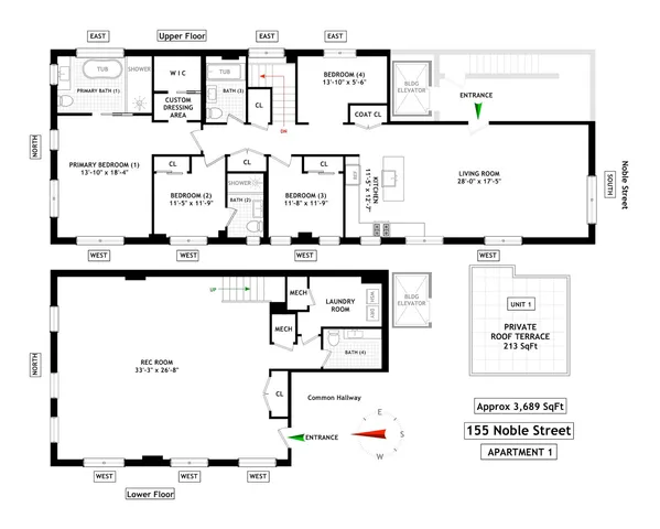 $4,350,000 | 155 Noble Street, Unit 1 | Greenpoint