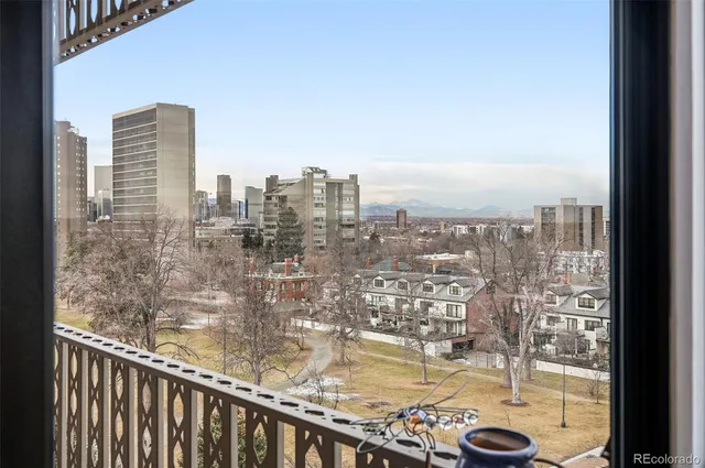 a view of a city from a balcony