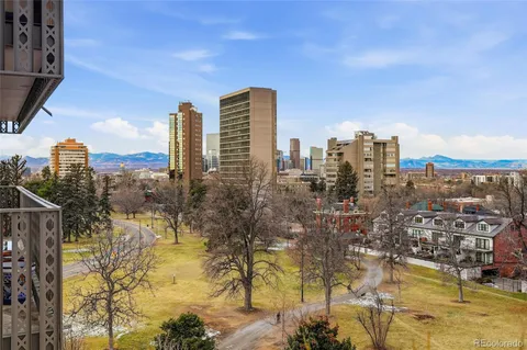 a city view with tall buildings
