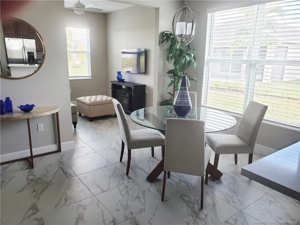 a view of a livingroom and dining room