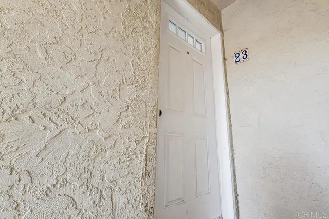 a bathroom with a shower curtain