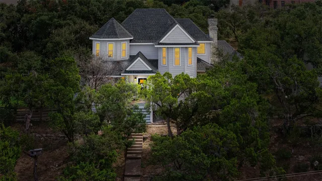 an aerial view of a house