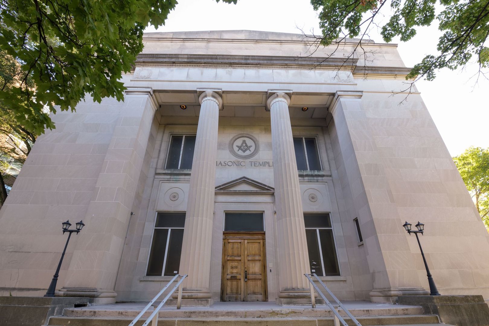 a view of a fireplace with a tree