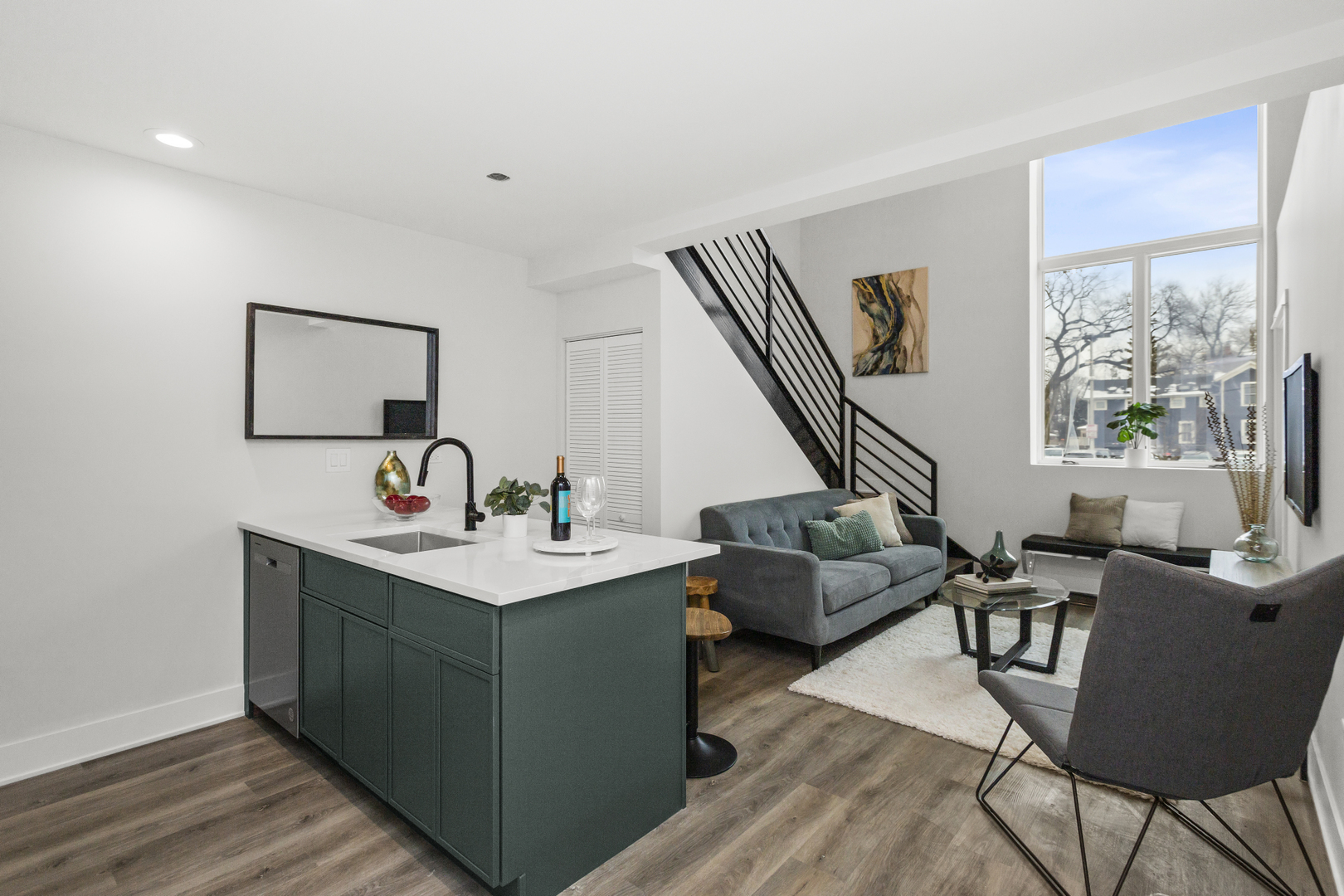1453 Maple Avenue, Unit 107 Evanston, IL 60201 - Photo 7 of 21 a view of living room with furniture and windows