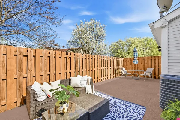 a outdoor living space with furniture