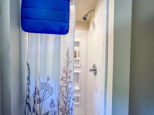 a bathroom with a shower