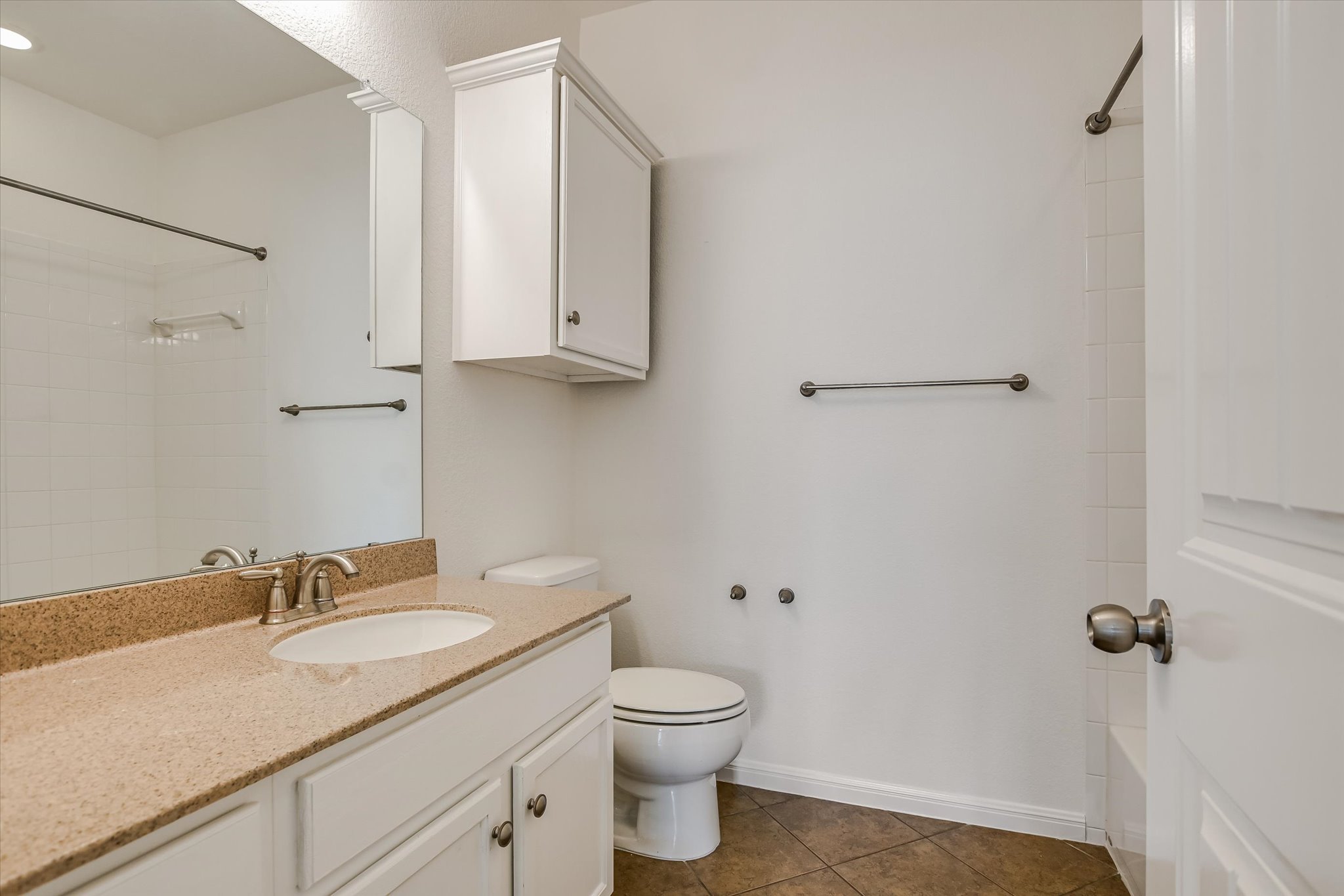 14001 Avery Ranch Boulevard, Unit 1601 Austin, TX 78717 - Photo 11 of 25 2nd Full Bathroom featuring vanity, shower combination, and dark tile patterned flooring