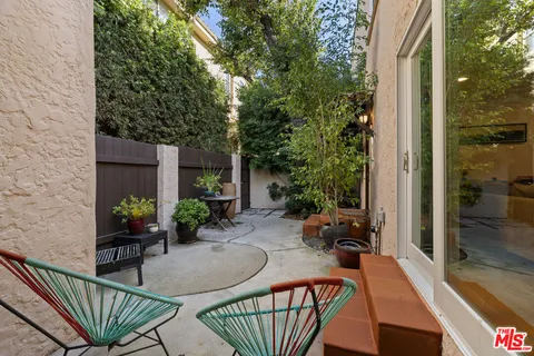 an outdoor view with patio