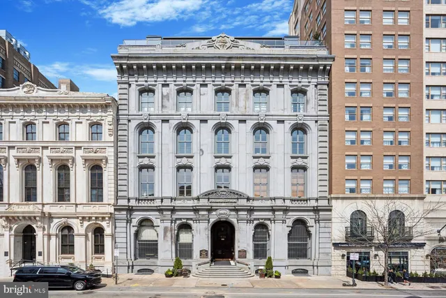 a front view of a multi story building