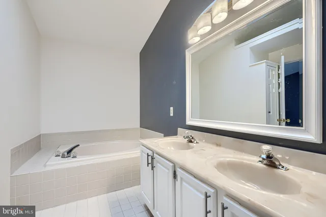 a bathroom with a bathtub