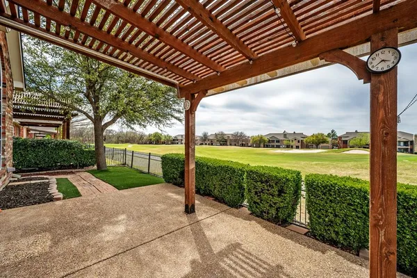 a view of porch with a swimming pool
