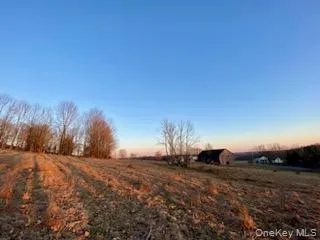 a view of dirt field with trees