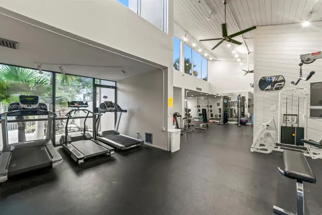 a view of a room with gym equipment
