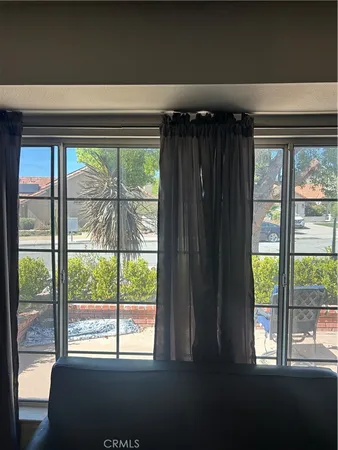 a view of a black and white window