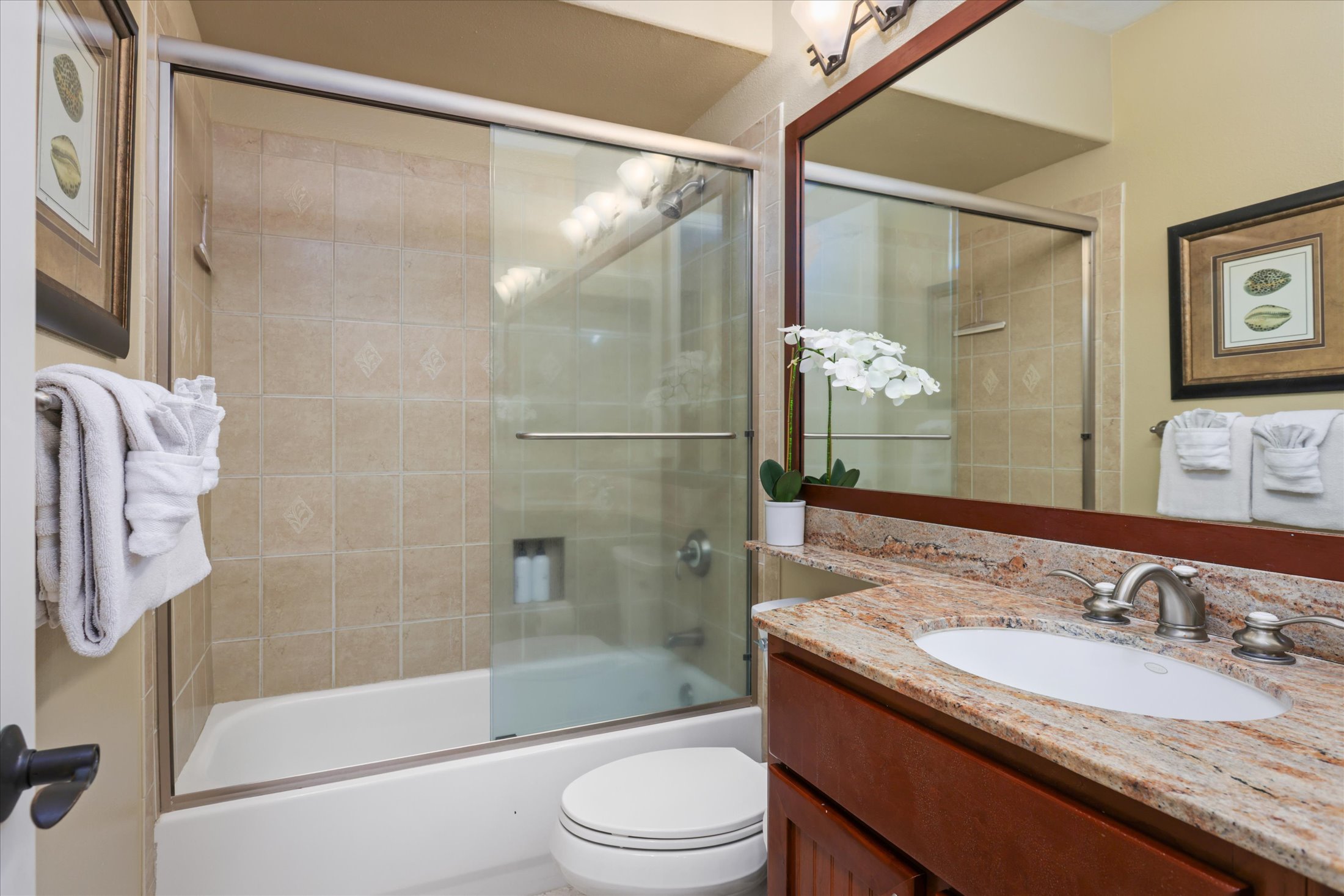 68-1122 Na Ala Hele Road, Unit G3 Kamuela, HI 96743 - Photo 15 of 30 a bathroom with a granite countertop sink toilet and shower