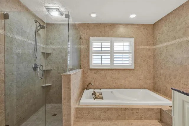 a bathroom with a bathtub