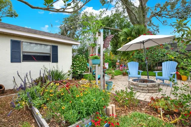 a backyard of a house with lots of green space
