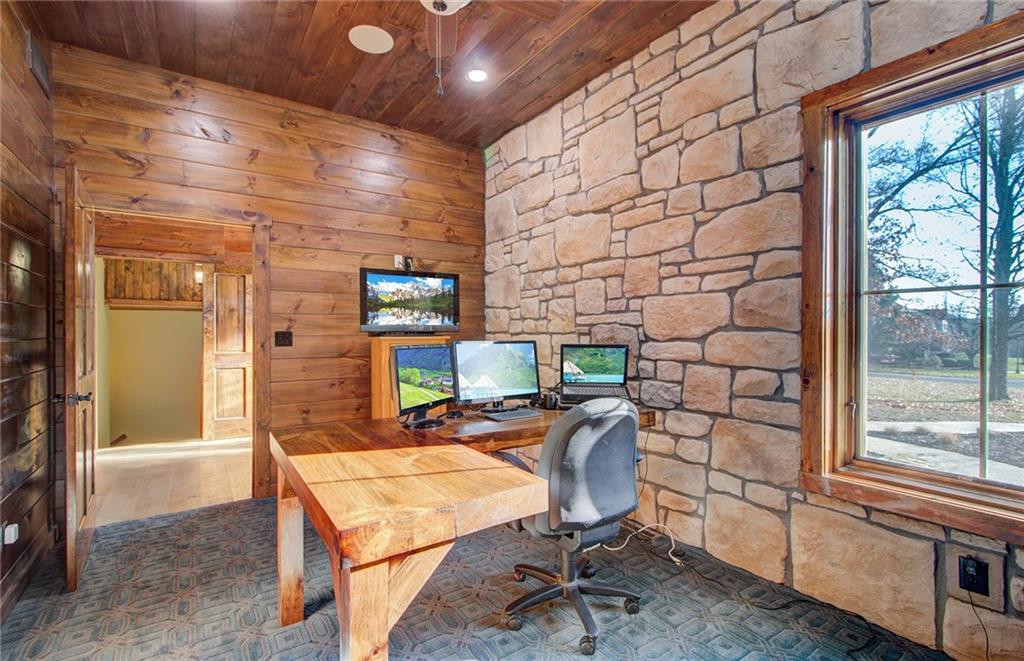 122 Klein Road Cranberry Township, PA 16066 - Photo 13 of 25 Stately 15x10 office with stone and pine walls.