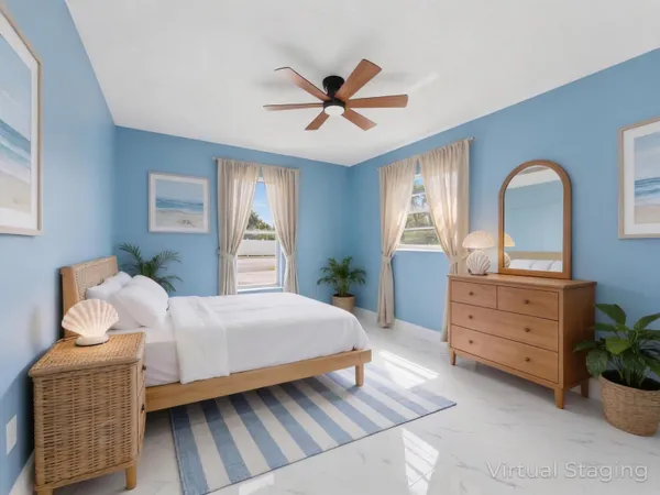 an empty room with ceiling fan and window