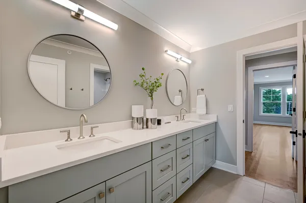 a bathroom with a bathtub