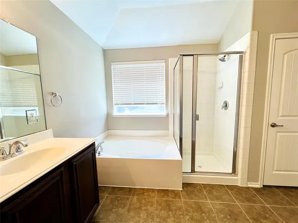 a bathroom with a sink mirror and a shower