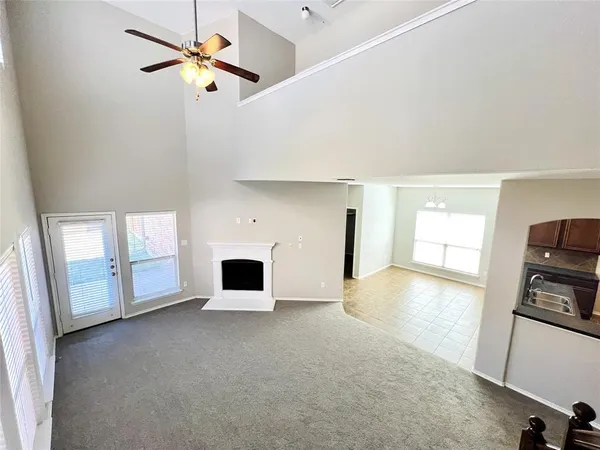 a view of a livingroom with a fireplace