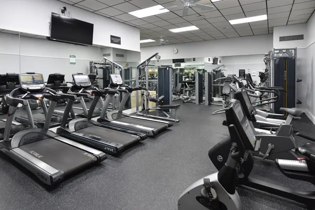 a view of a room with gym equipment