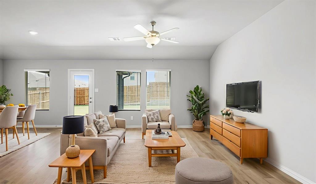 2120 Rannoch Street Sherman, TX 75092 - Photo 10 of 36 a living room with furniture a fireplace and a flat screen tv