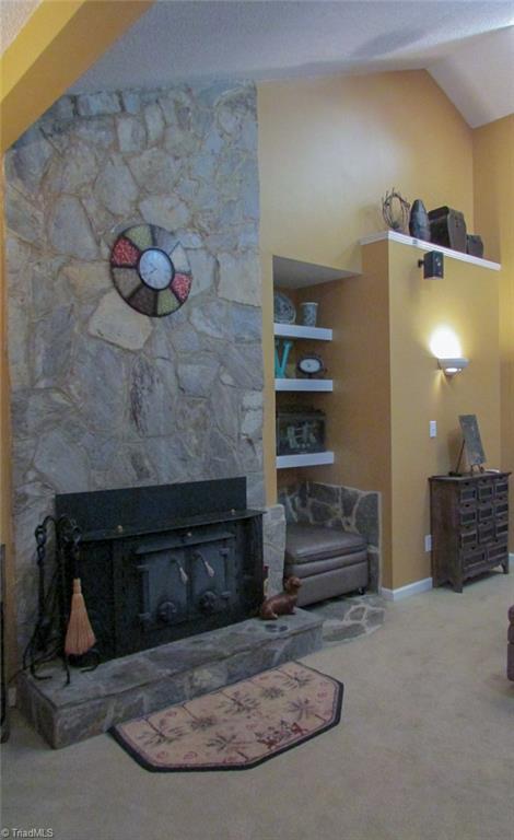 1612 Penny Road High Point, NC 27265 - Photo 6 of 46 Rock Fireplace & Built-In Shelving
