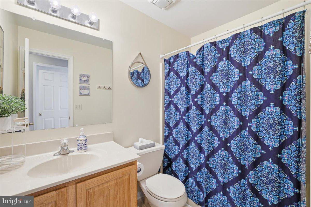 215 Birch Street Walnutport, PA 18088 - Photo 35 of 48 a bathroom with a granite countertop toilet sink and mirror
