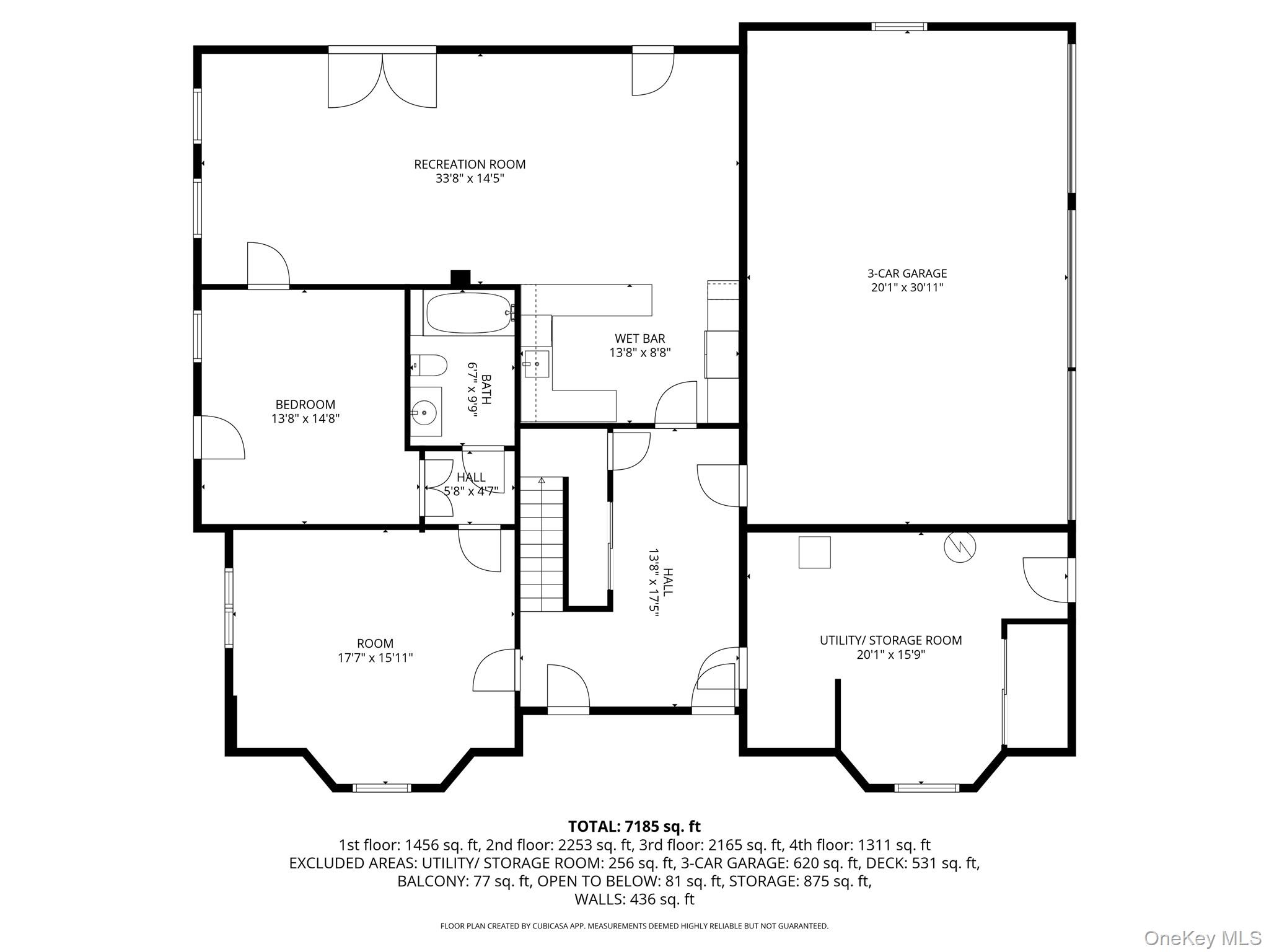 10 Morris Court Rye, NY 10580 - Photo 44 of 44 Lower level floor plan- rec room and bedroom at grade level and open directly to the patio and backyard.