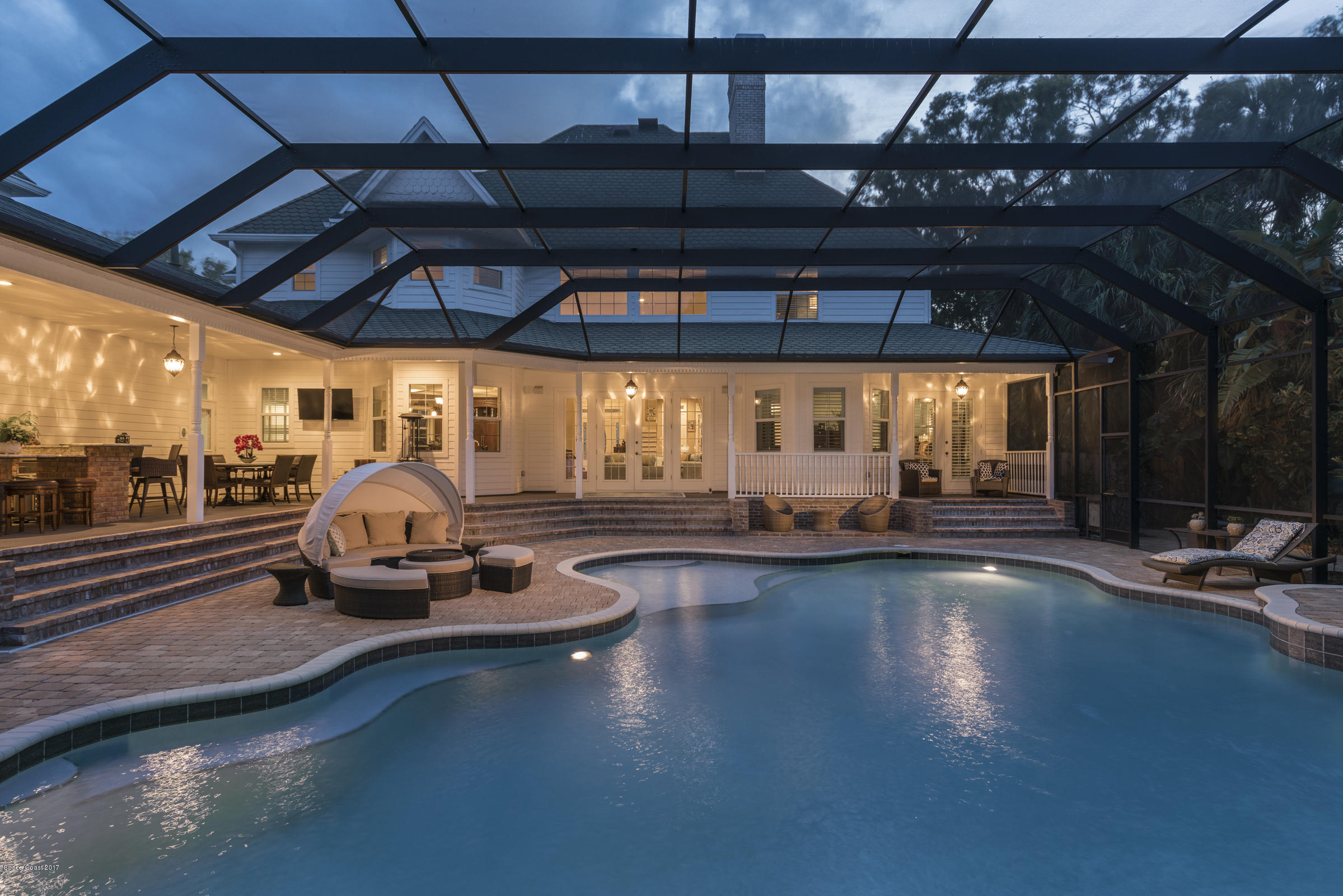 4285 Turtle Mound Road Melbourne, FL 32934 - Photo 5 of 43 Twilight- Pool