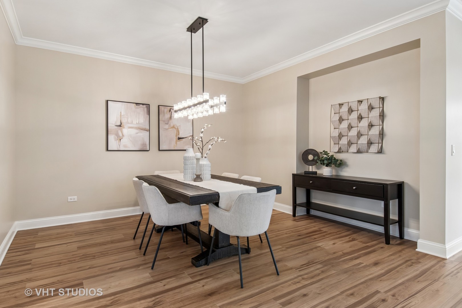 3607 Greystone Avenue Naperville, IL 60564 - Photo 16 of 59 a view of a dining room with furniture wooden floor and chandelier