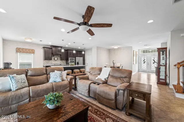 a living room with furniture