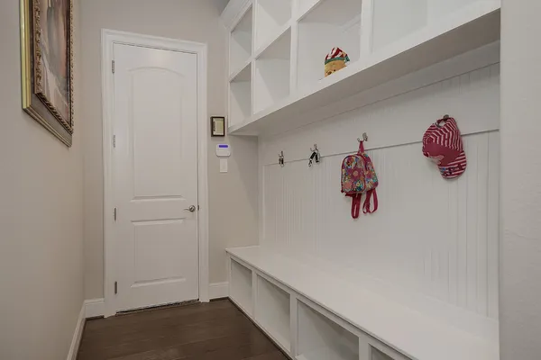 a room with a cabinets