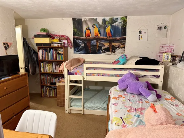 a bedroom with a bed and a walk in closet