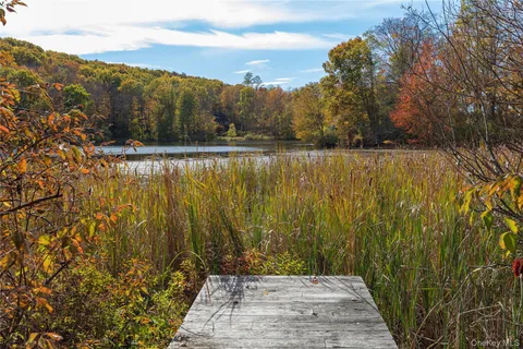 a backyard of a house with lots of green space and fountain