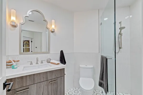 a view of a patio with swimming pool