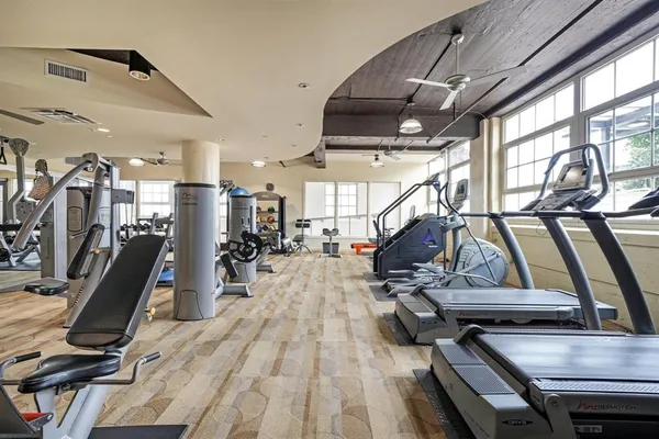 a view of a room with gym equipment
