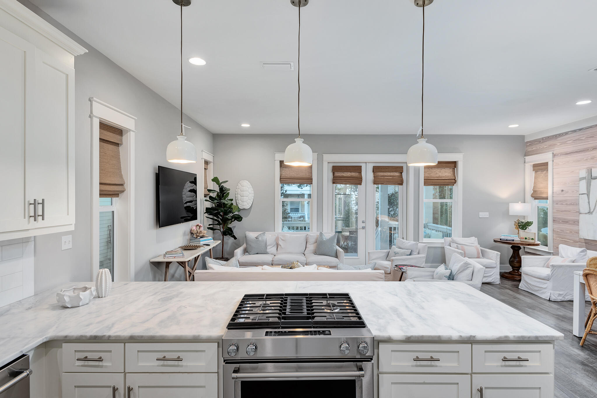 110 Surfer Lane Inlet Beach, FL 32461 - Photo 15 of 55 a kitchen with stainless steel appliances granite countertop a sink a stove and a granite counter top