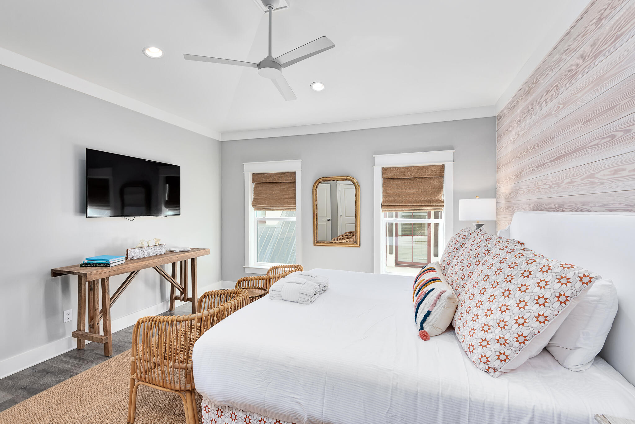 110 Surfer Lane Inlet Beach, FL 32461 - Photo 27 of 55 a bedroom with a bed and a flat screen tv