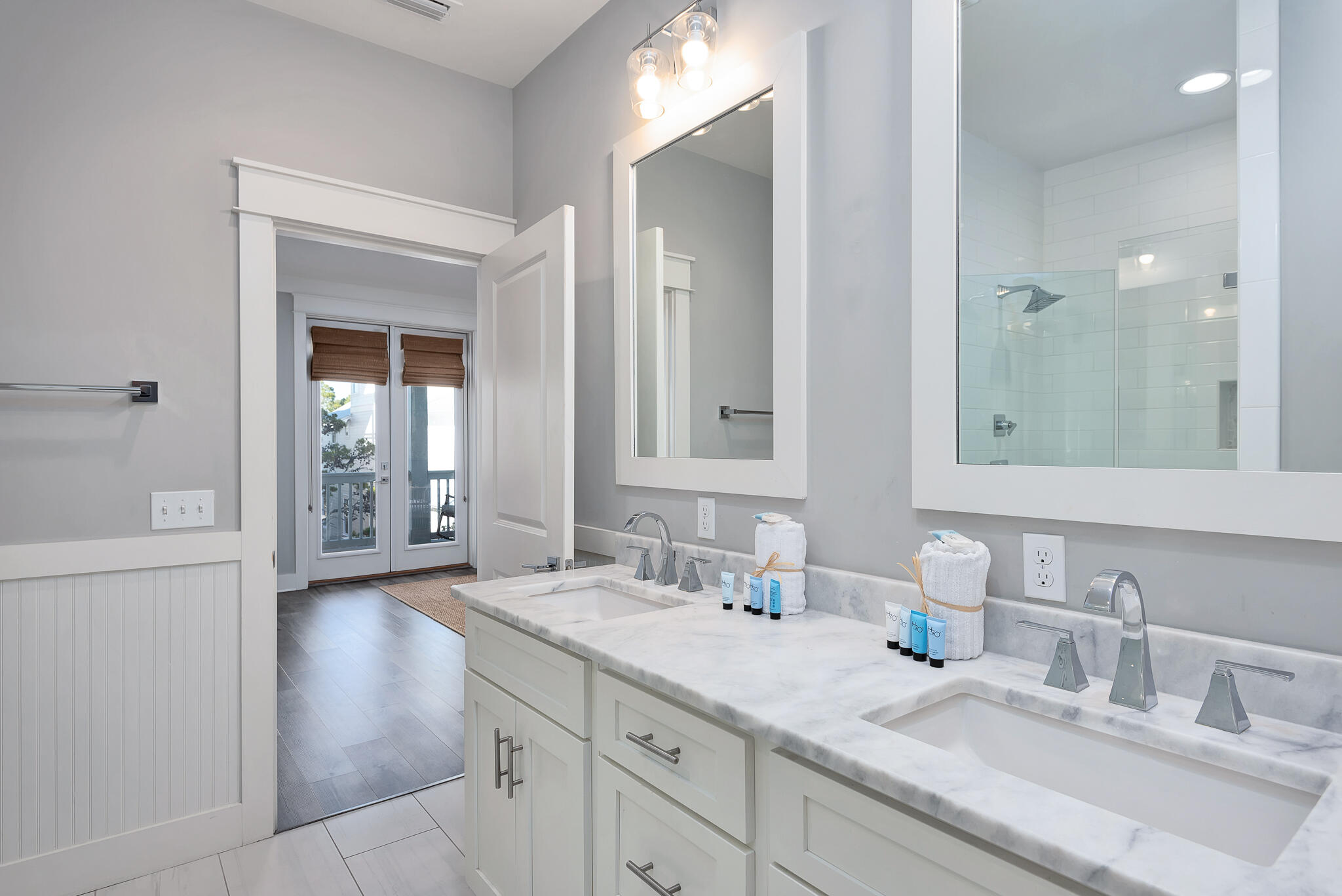 110 Surfer Lane Inlet Beach, FL 32461 - Photo 43 of 55 a bathroom with a sink and a mirror