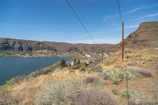 an aerial view of a house with a lake view
