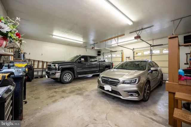 a car parked in a garage