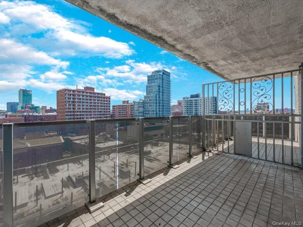 a city view from a balcony