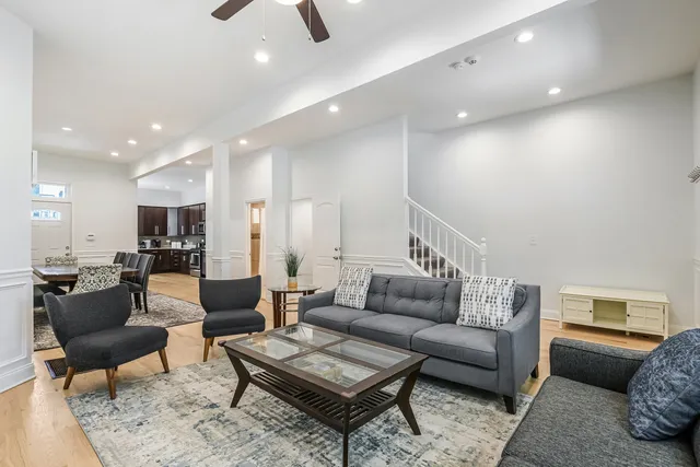 a living room with furniture and a couch