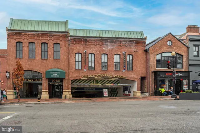 a front view of a building with street