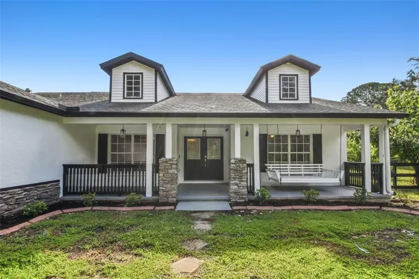 front view of a house with a yard